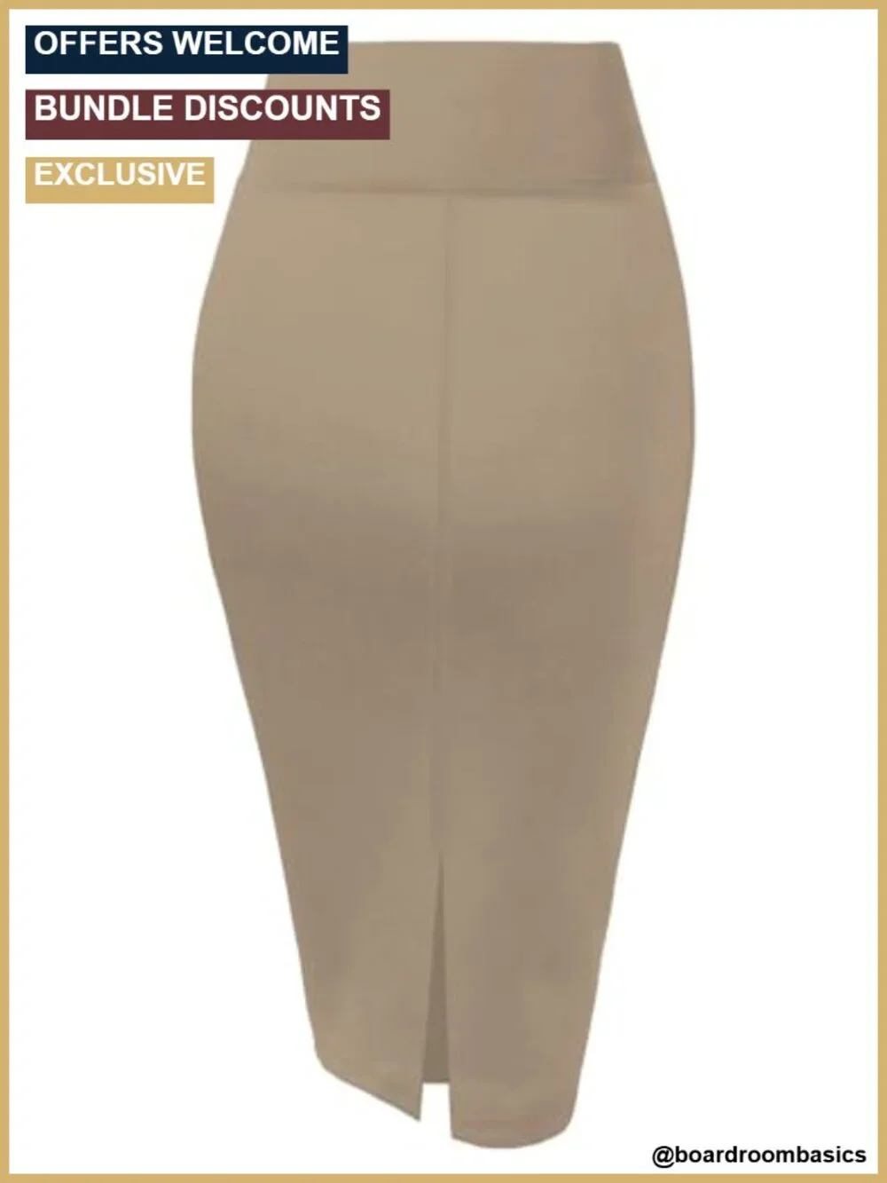 Premium Nylon Ponte Stretch Pencil Skirt - Below Knee Office Wear